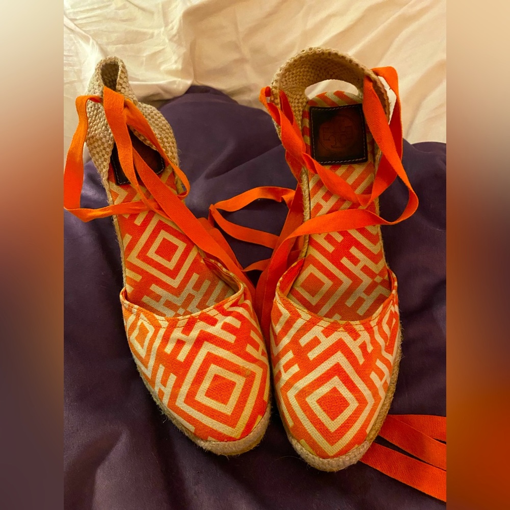Tory Burch wrap wedge sandals